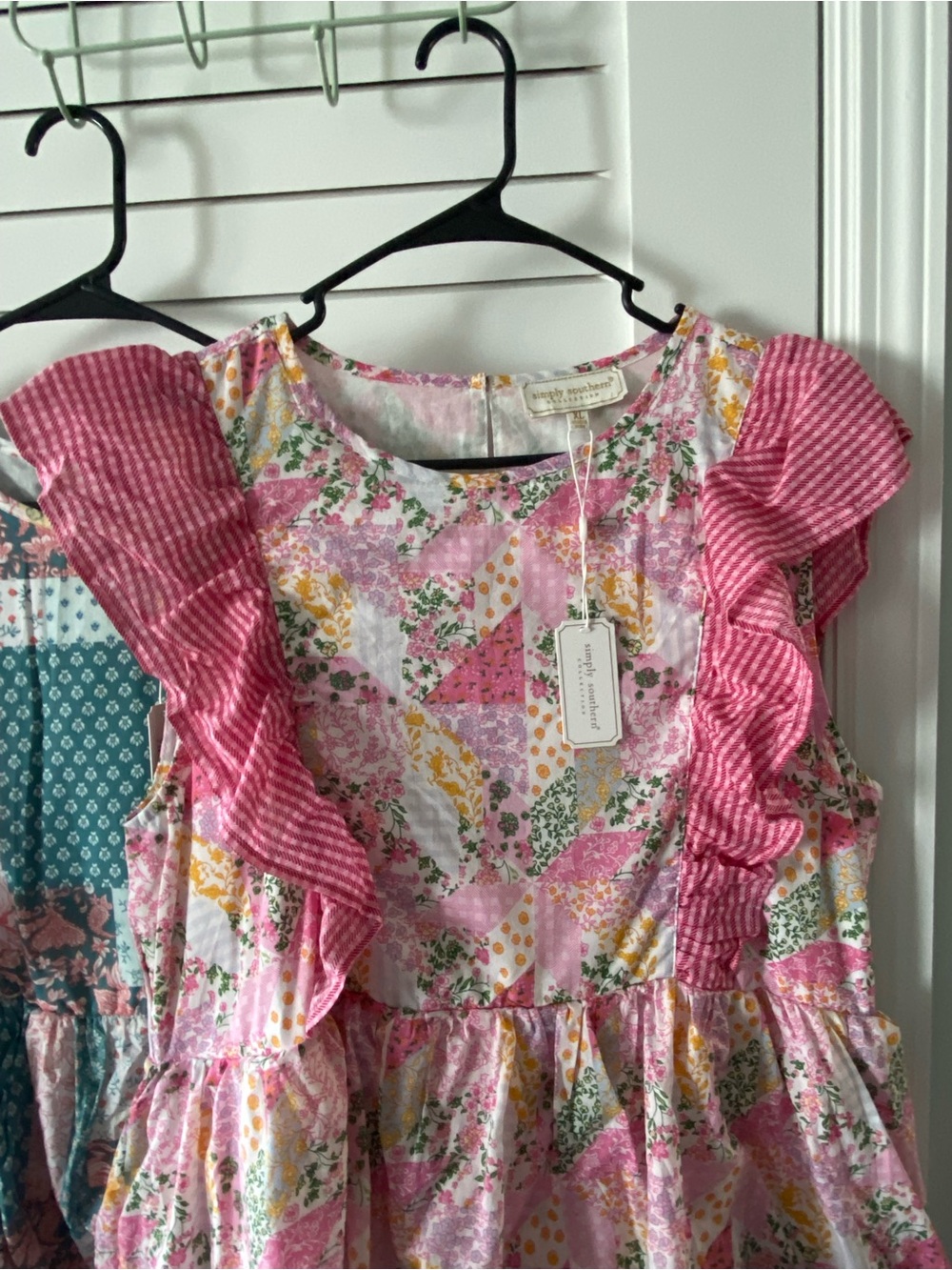 Simply Southern Hailey Quilted Pattern Dresses Pink and Blue Cottagecore NWT - Picture 2 of 10